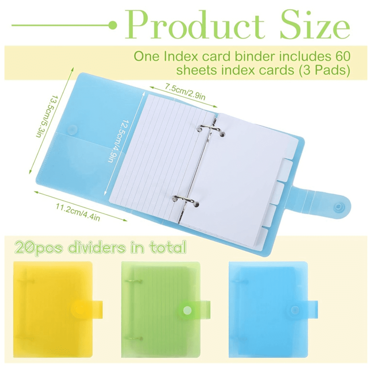 index card binder walmart 3 Pack Index Card Binder with Dividers, 60 Sheet Each, 3x5 Holder Organizer Notebook