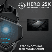 Logitech G502 HERO ماوس ألعاب سلكي عالي الأداء ، مستشعر HERO 25K ، 25600 نقطة لكل بوصة ، RGB ، أوزان قابلة للتعديل ، 11 زرًا قابلاً للبرمجة ، ذاكرة على متن الطائرة ، كمبيوتر شخصي / Mac