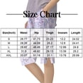 thumbnail image 3 of Sewkxo Womens Bermuda Shorts Knee Length Dressy Causal Elastic Waist Buttons Linen Shorts Summer Beach Shorts with Pockets,Purple S, 3 of 8
