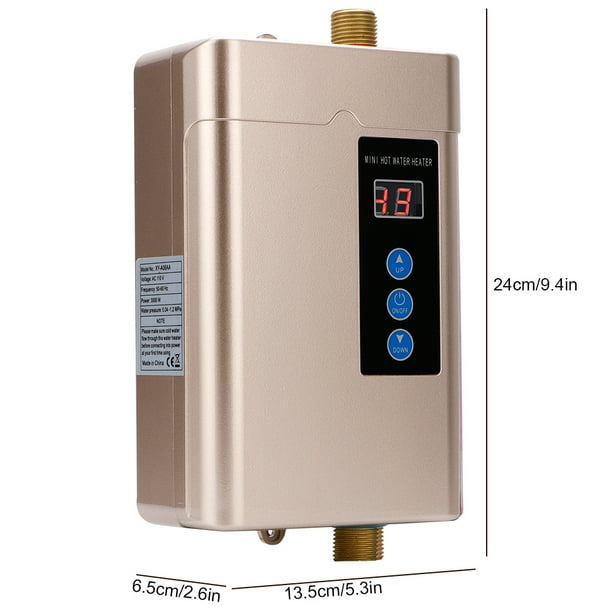 Chauffe-eau électrique instantané, 220V 3800W Mini chauffe-eau instantané  sans réservoir Thermostat réglable, Mini chauffe-eau de cuisine portable