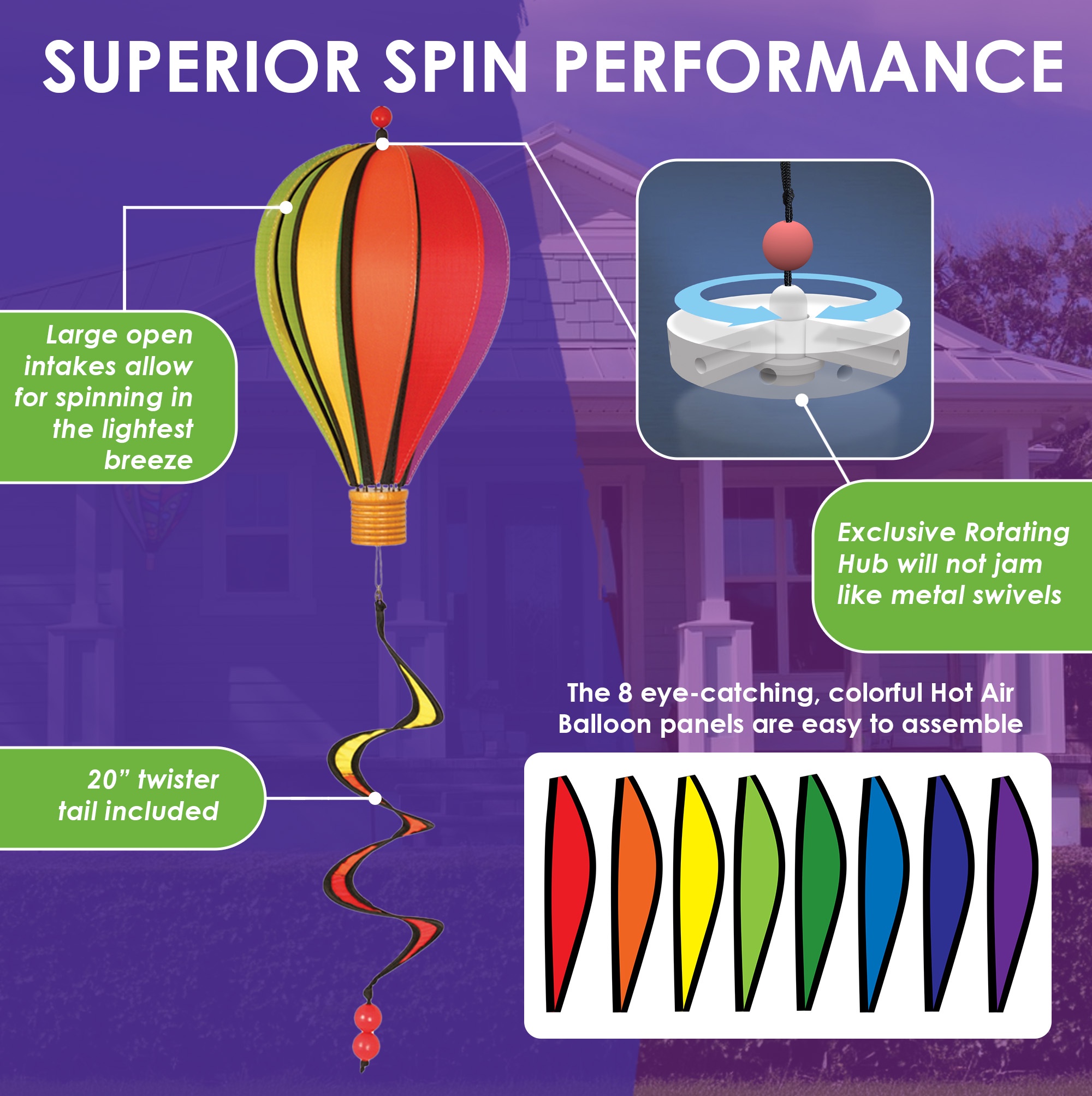 Premier Kites 12 inch Rainbow Hot Air Balloon- Small