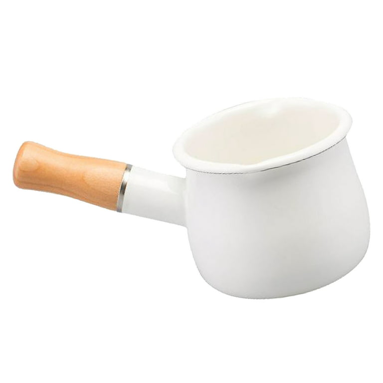 1pc Aluminum Pot With Lid, Modern Wood Handle Milk Pot For Home