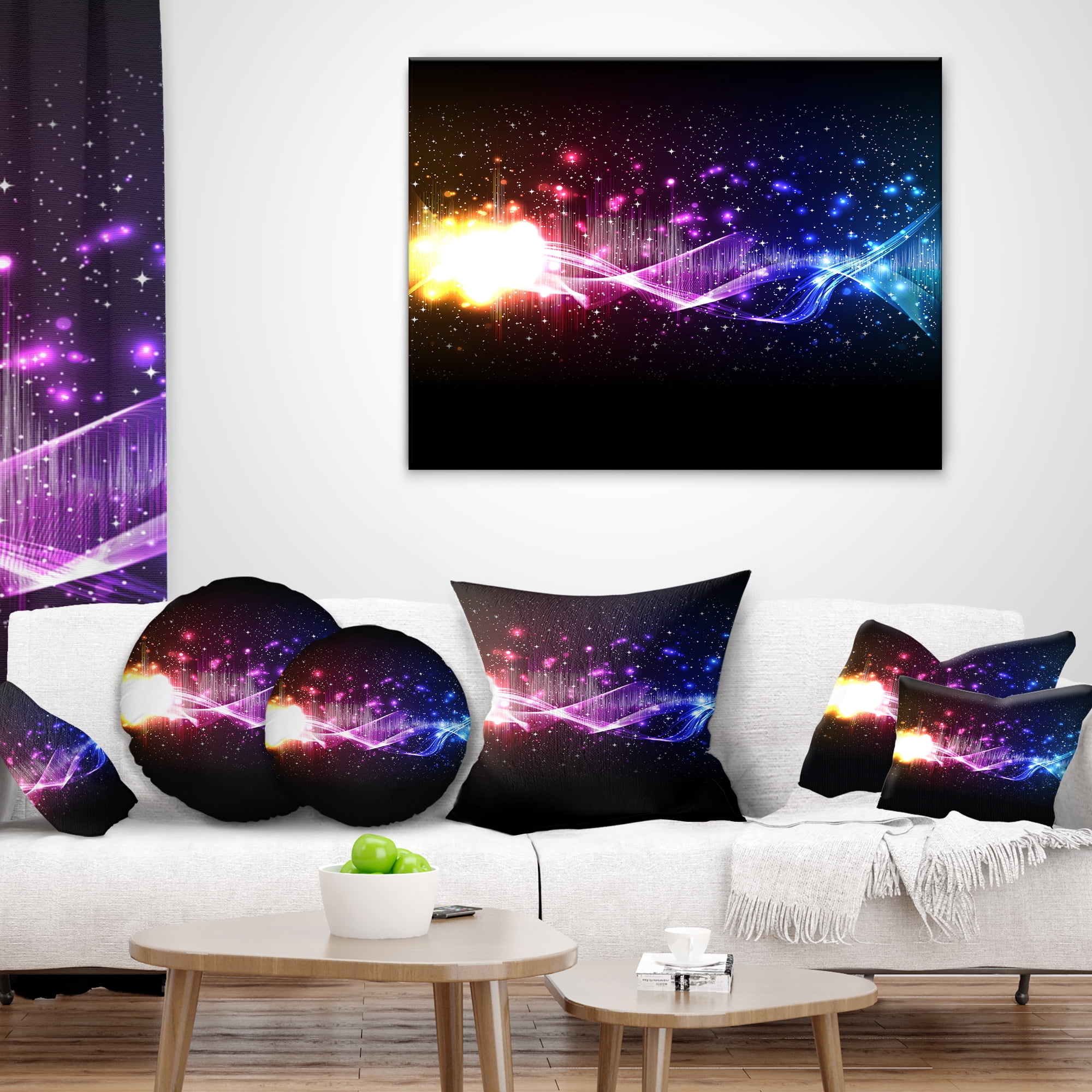 Designart Music Equalizer Wave - Abstract Throw Pillow - 18x18