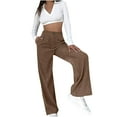 thumbnail image 2 of Puntoco - Pantalones acampanados informales con bolsillo de color sólido, ajustados, a la moda, para mujer Puntoco Puntoco-7564, 2 of 6
