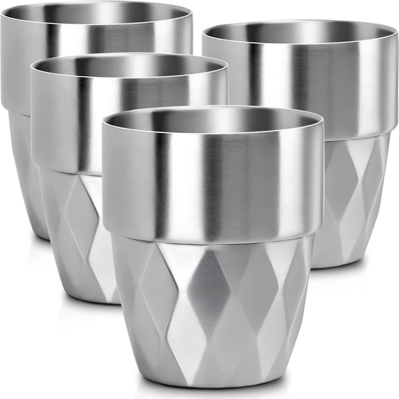 ACDANC 2026 New Stainless Steel Cup,10 Oz 4Pcs Stackable Stainless Steel Insulated Cups,Small Metal Cup Double Wall Tumbler Vacuum Metal Drinking Glasses for Home Restaurant Outdoors Camping Party