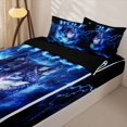 thumbnail image 3 of Manfei Wild Wolf Zipper Twin Comforter Sets with Fitted Sheet and 2 Pillowcases,Blue Fire Pattern Zipper Bedding Set,Black Reversible,4pcs, 3 of 8