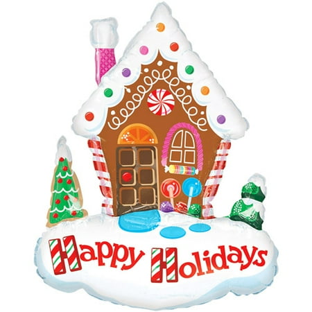 Gingerbread House Mylar Balloon, 34" x 26"