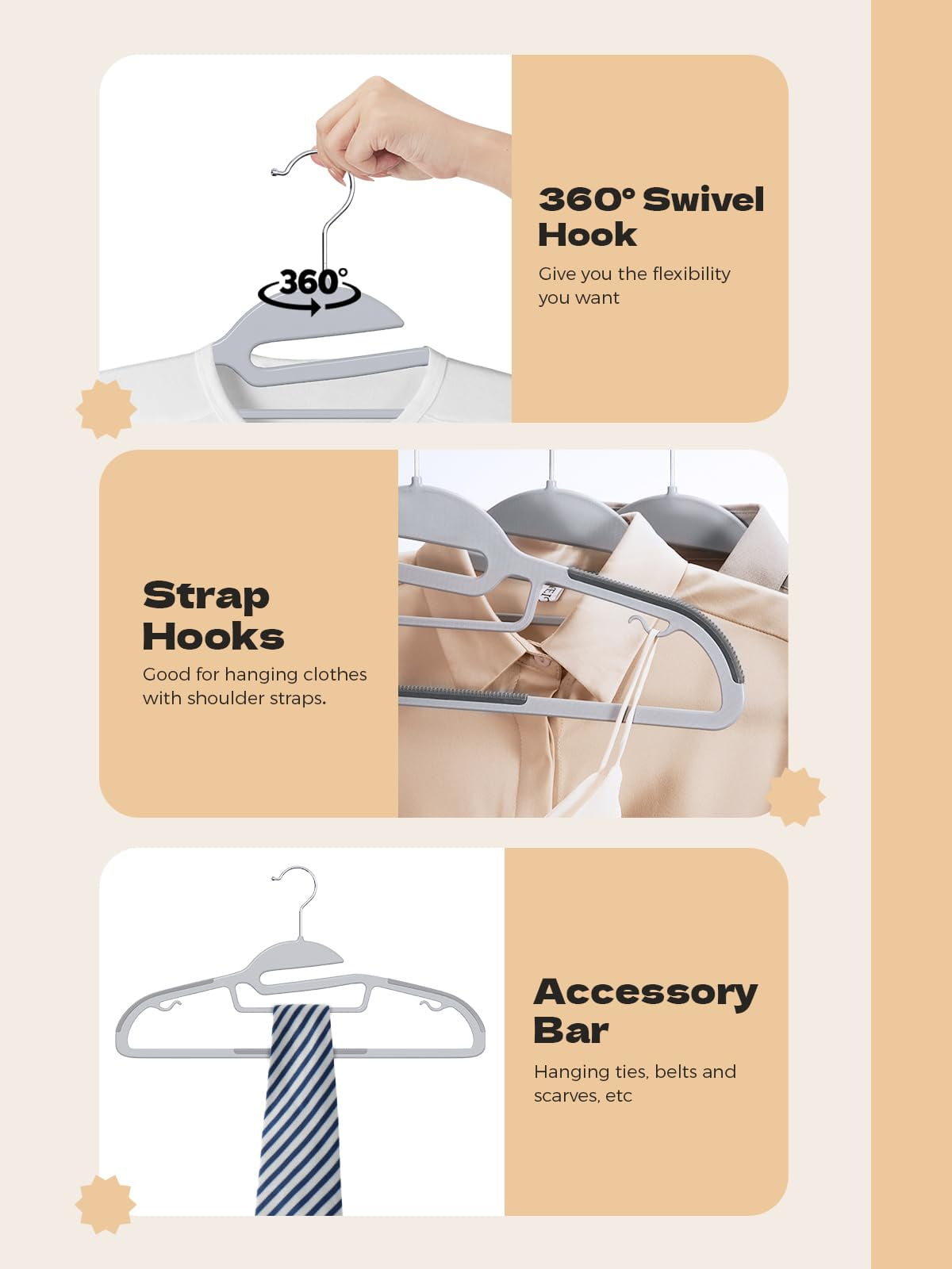 House Day Plastic Hangers 50 Pack Slim Non-Slip Clothes Hangers Space Saving with Rubber Pads S-Shaped Hangers for Shirt, Suit, Pant & Skirt,Gray