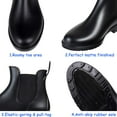 thumbnail image 5 of Litfun Women's Short Rain Boots Waterproof Anti Slip Rubber Ankle Chelsea Booties Rainboots for Women, Black, Size 8.5, 5 of 10