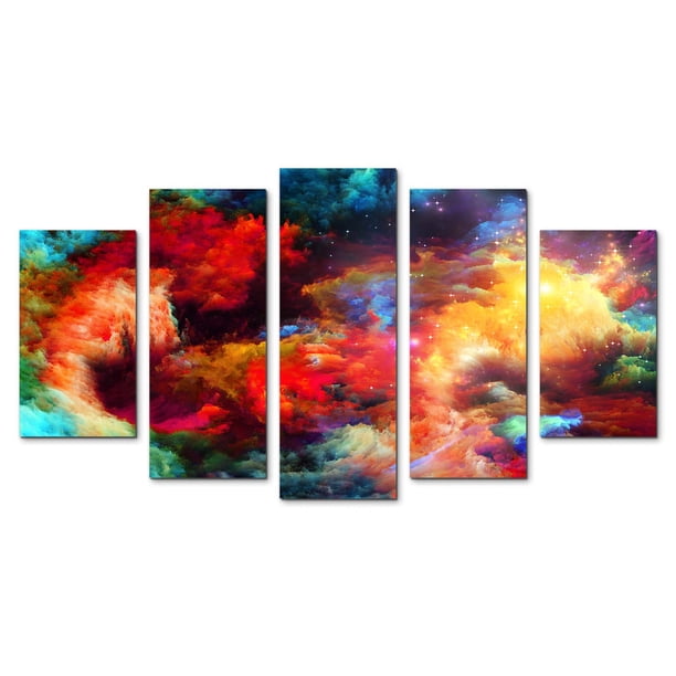 Cuadro decorativo abstracto colores vibrantes juego de 5 piezas 150x80 cm ideal para sala comedor oficina o recámara