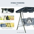 thumbnail image 4 of Outsunny 3-Seat Outdoor Patio Swing Chair with Removable Cushion, Steel Frame Stand and Adjustable Tilt Canopy for Patio, Garden, Poolside, Balcony, Backyard, Dark Blue and White, 4 of 9