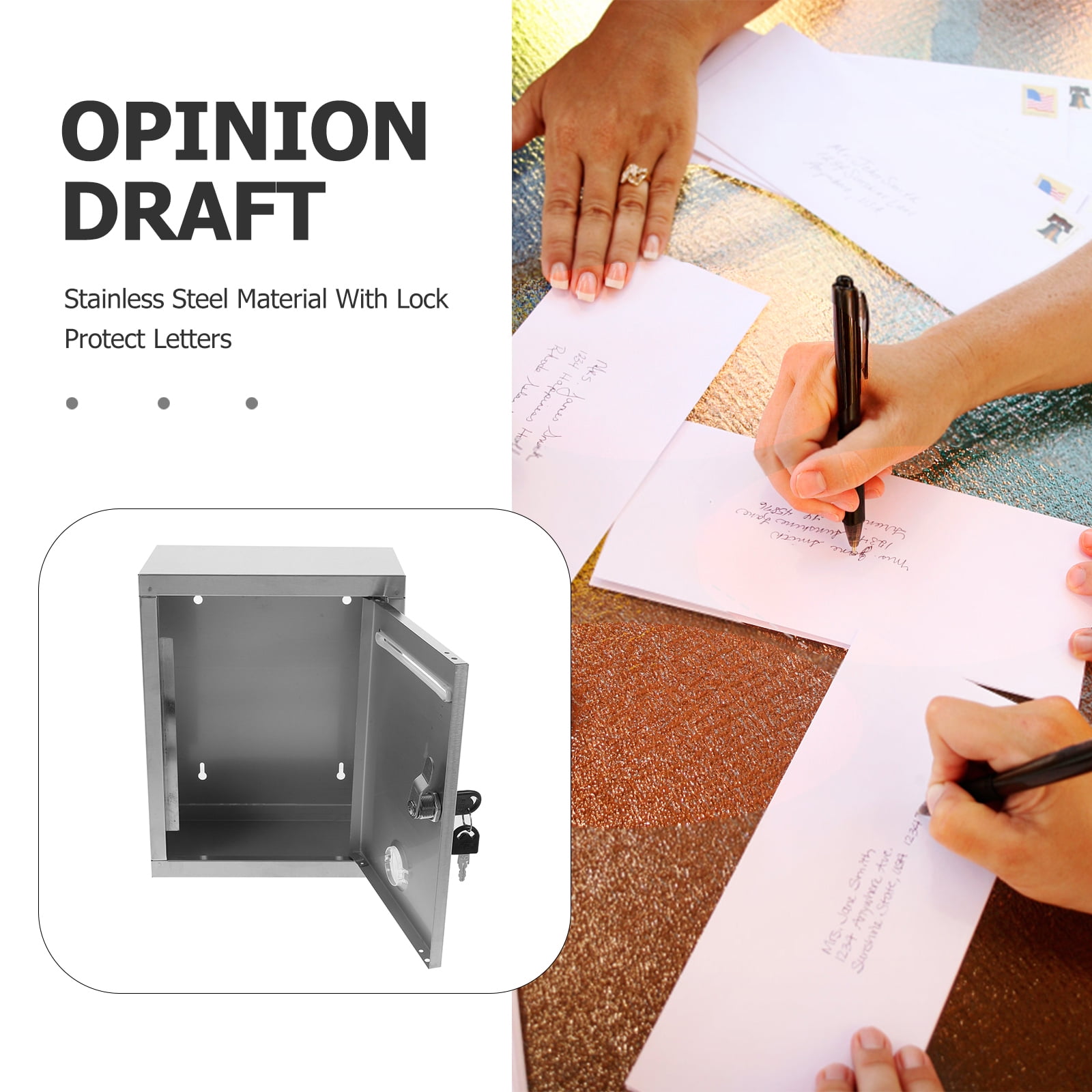 Outdoor Wall Mount Locking Mailbox Suggestion Box Secure Document Drop Box Lockable Wall Mount Mailbox Stainless Steel Mailbox