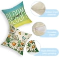 thumbnail image 4 of Hello Spring Daisy Flower Decorative Throw Pillow Covers 18 x 18 Set of 4, Just Bloom Floral Blue Truck Stripes Cushion Case Decor, Eucalyptus Leaves Butterfly Home Decoration for Sofa Couch, 4 of 6