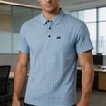 thumbnail image 6 of COSFO Casual Mens Polo Shirts Short Sleeve Business Plaid Shirt Loose Fit with Pocket Pullover Collared Work Tops, 6 of 8
