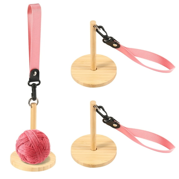 3 Pcs Wood Wrist Yarn Holder with Wrist Strap Portable Wrist Yarn Ball Holder Detachable Wrist Yarn Spinner Practical Yarn Ball Holder for Knitting Crocheting Craft Lover