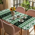 thumbnail image 3 of Green Black Southwest Table Cloths for 3 Foot Rectangle Tables, Farmhouse Aztec Boho Ethnic Art Patio Waterproof Elastic Fitted Tablecloths, Washable Rectangular Table Cover for Camping, 3 of 8