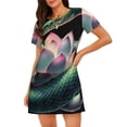 thumbnail image 1 of Disketp Snake Holding A Lotus para Camisón Corto de Manga Corta para Mujeres, Camisón Cómodo con Escote Redondo, Bonito y Confortable, 1 of 6