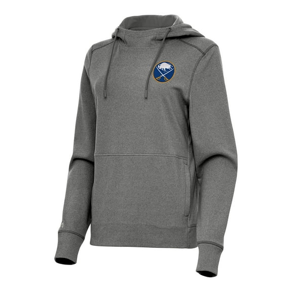 Women's Antigua Heather Black Buffalo Sabres Justice Pullover Hoodie