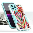 thumbnail image 2 of Case and Pouch Bundle for iPhone 14: Heavy Duty Armor Rugged Case (Abstract Love Hearts) and PU Leather Magnetic Belt Holster, 2 of 9