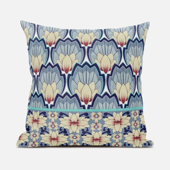 28x28 Yellow Gray Blown Seam Broadcloth Floral Throw Pillow