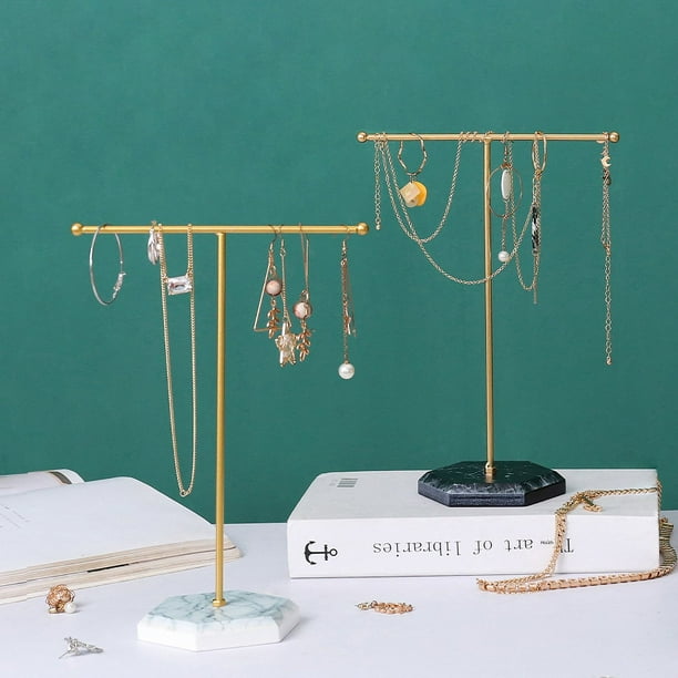Estante de joyería europeo, estante de almacenamiento de aretes, tocador de escritorio, acabado, estante de exhibición de collares de joyería