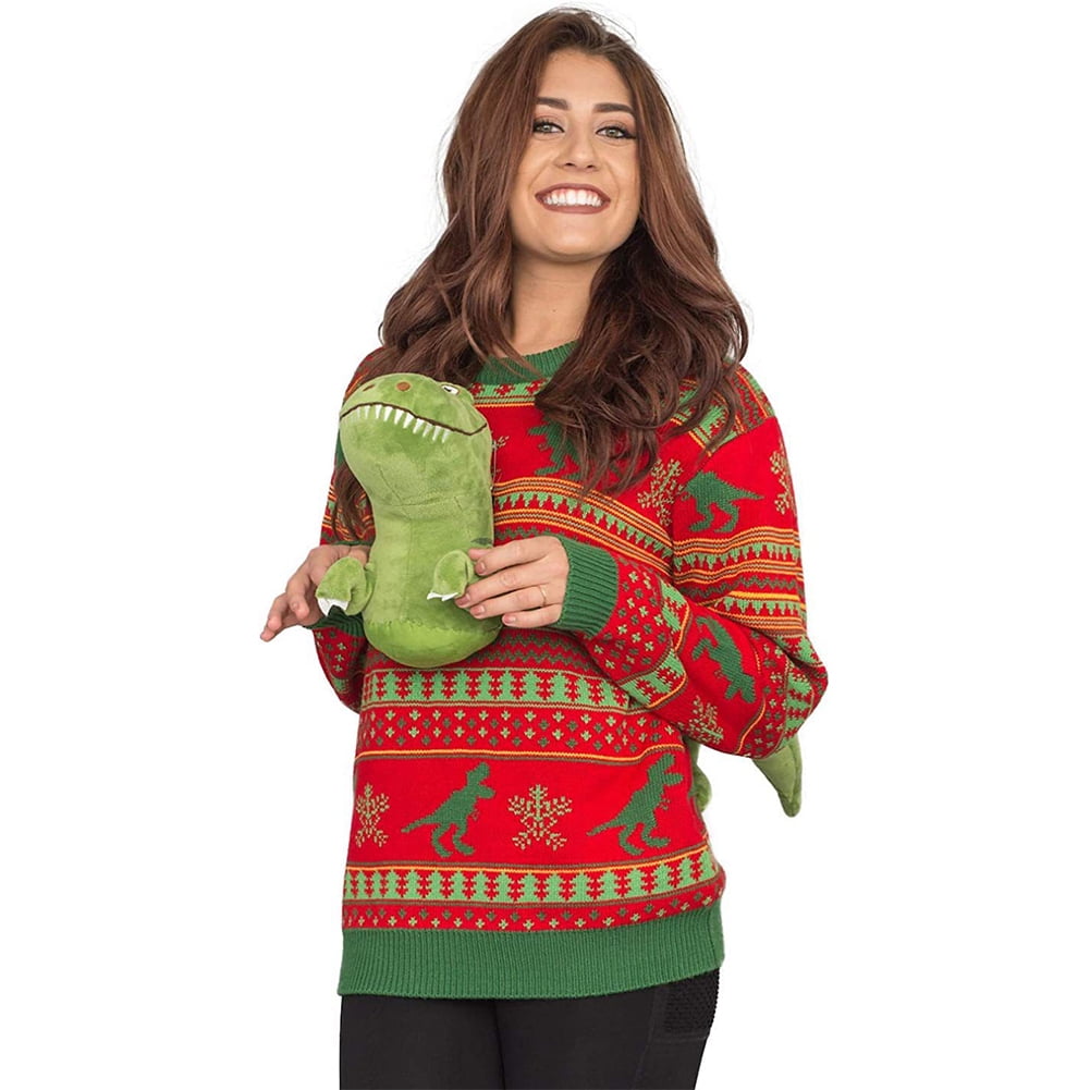 Tyrannosaurus Rex XL Pull de Noel Laid 3D Mode Pull de Noel
