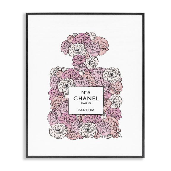 Stupell Industries Bohemian Pink Rose Perfume Bottle Fashion Black Framed Giclee Art, 11 x 14, by Martina Pavlova