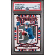 Graded 2025 Panini Donruss Jaxson Dart #41 Rated Rookies Throwback Rookie RC Football Card PSA 10 Gem Mint