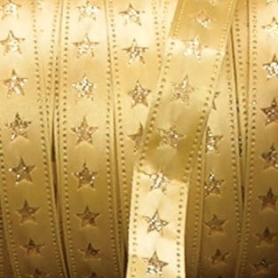 Gold Patriotic Stars Wired Craft Ribbon 0.5" x 54 Yards