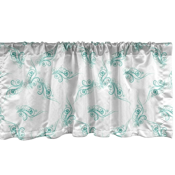 Ambesonne Turquoise Window Valance, Swirling Branch Lines, 54" X 18", Turquoise