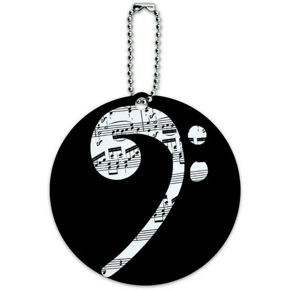 Sheet Music Bass Clef Music Round Luggage ID Tag Card for Suitcase or Carry-On