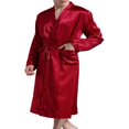 thumbnail image 2 of Men‘s Satin Kimono Robe Silk Classic Long Bathrobe Pockets Lightweight Loungewear, 2 of 4