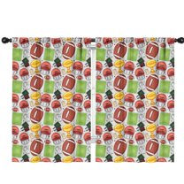 Blackout Kids Curtains,Gray Football Elements Pattern Childrens Insulated Curtains Set Of 2,Bedroom Essentials,Toddler Room Decor 42"x63"