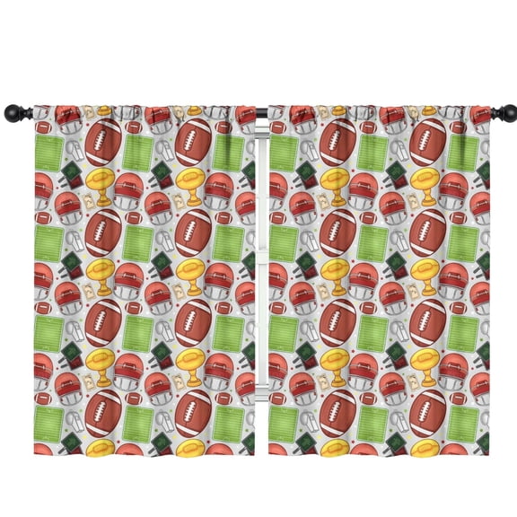 Blackout Kids Curtains,Gray Football Elements Pattern Childrens Insulated Curtains Set Of 2,Bedroom Essentials,Toddler Room Decor 42"x63"
