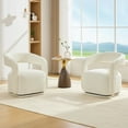 thumbnail image 3 of CQSXDA Chenille Fabric Swivel Accent Armchair, Barrel Leisure Chair With Curved Backrest, 22-Inch Seat Depth, White, 3 of 14