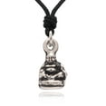 thumbnail image 1 of New Fat Zen Buddha Silver Pewter Charm Necklace Pendant Jewelry With Cotton Cord, 1 of 1