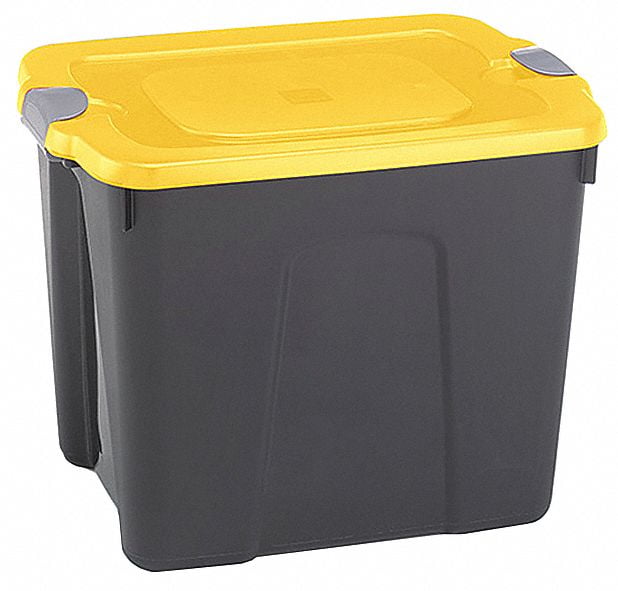 Homz Durabilt® 18 Gallon Storage Container, Black & Yellow, Set of 