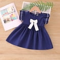 thumbnail image 2 of Otqutp Cute Sundress for Toddler Girls Summer Dress Bow Small Flying Sleeve Crew Neck A Line Skirt School Casual Going Out Dress, 2 of 6