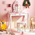 thumbnail image 2 of Gymax Kid Vanity Table Stool Set Storage Drawer Watermelon Patterns Play Makeup Set, 2 of 10