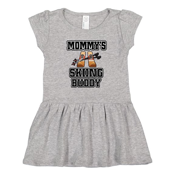 Inktastic Mommys Skiing Buddy for Kids Girls Toddler Dress