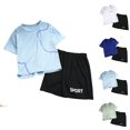 thumbnail image 5 of Boys 2 Piece Outfits Summer Quick Dry Athletic Performance Mesh Crewneck Tshirt Shorts Sets 2T 3T 4T 5T 6T 7T Kids Casual Clothes Set, 5 of 5