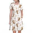 thumbnail image 1 of Easygdp Fall Squirrel para Vestido Transpirable de Mujer, Vestido Suelto de Manga Corta con Pliegues y Bolsillos para el Verano, 1 of 6