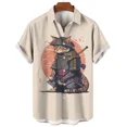 thumbnail image 4 of Camisas hawaianas unisex para hombre, camisetas con estampados 3D de gato samurái japonés vintage, camisetas de manga corta Harajuku para niños, 4 of 5