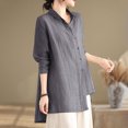 thumbnail image 2 of Lmnyox Cotton Linen Shirts Womens Button Down Collared Vintage Fashion Blouses Dressy Casual Long Sleeve Tops, 2 of 5