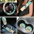 thumbnail image 3 of Yuyamidu 15 PCS Sea Turtle Car Seat Cover Full Set with Carpet Mats Steering Wheel Cover Beach Seat Belt Pad Cover Coasters Handbrake Cover Set Car Decor Accessories, 3 of 6