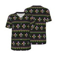 Daiia Mardi Gras Fleur de Lis Mens Baseball Jersey Button Down Shirts