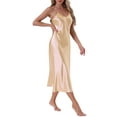 thumbnail image 4 of INSPIRE CHIC Womens Satin Robe Set 2 Pieces Nightgown Silky Soft Midi Camisole Sexy Pajama Sets Kimono Bridesmaid Robes S Gold, 4 of 6