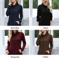 thumbnail image 3 of Sudadera de moda para mujer, cuello vuelto, bolsillo con cordón ajustable, cheques de gofres, jersey Abanopi Café/Grande, 3 of 7