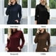 thumbnail image 3 of Sudadera de moda para mujer, cuello vuelto, bolsillo con cordón ajustable, cheques de gofres, jersey Abanopi Café/Extragrande, 3 of 7