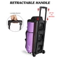 thumbnail image 2 of WOLT Bowling Ball Bags 3ball Double Roller Bag with Wheels Separate Shoe Compartment and Accessory Pocket, Retractable Handle Extends to 38’’ Purple, 2 of 7